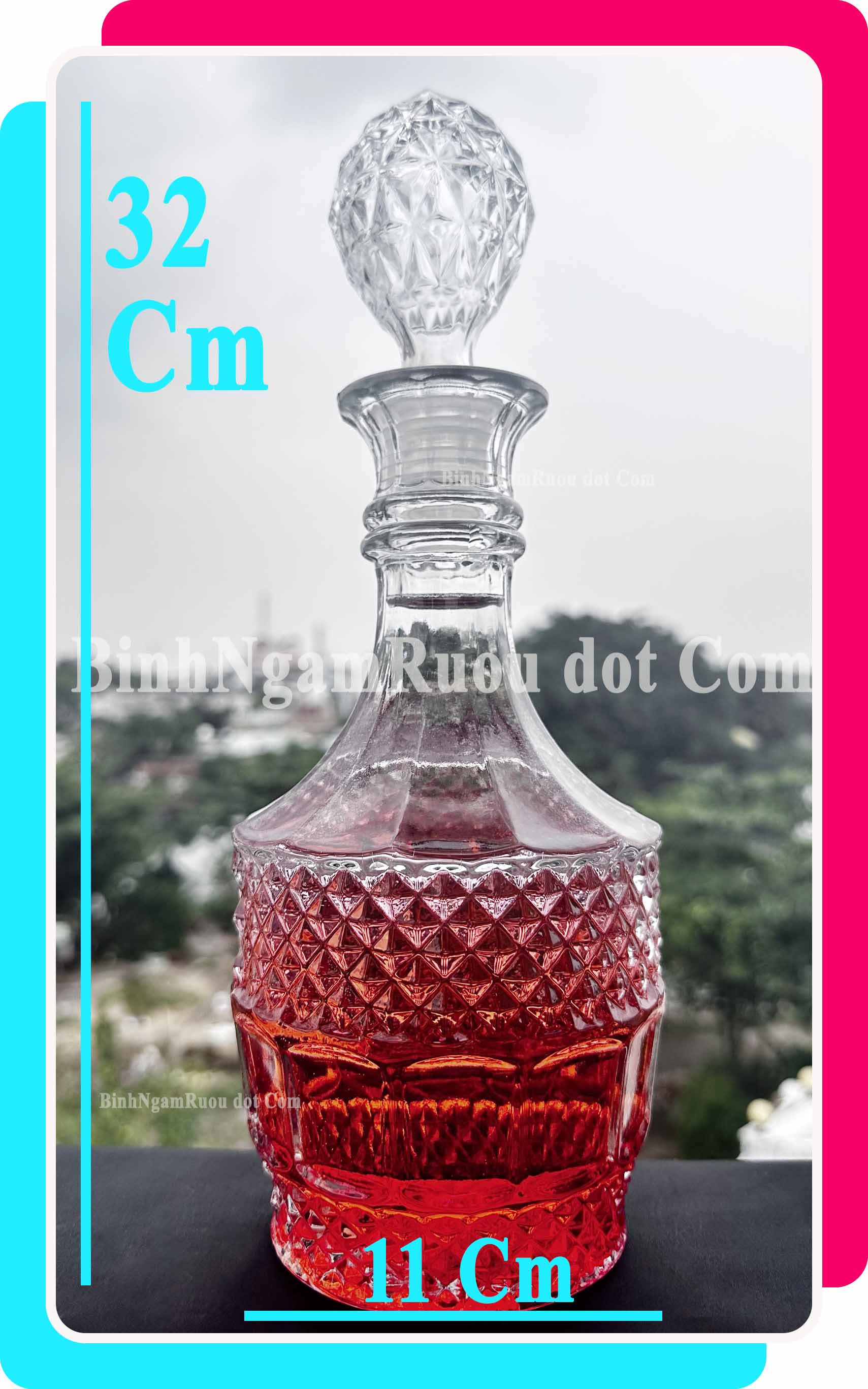 C54 Chai Đựng Rượu Thủy Tinh Dáng Chai Nữ Hoàng Nắp Thủy Tinh Sang Trọng - Cao Cấp 800ml - Đẹp Cao Cấp - Nắp Kín Thủy Tinh Trong - Quà Biếu Sang Trọng