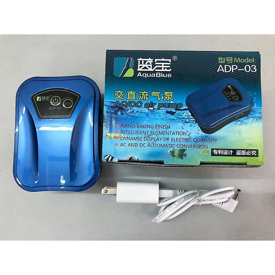 MÁY THỔI KHÍ OXY ( BÌNH + ĐIỆN ) SIÊU ÊM HIỆU AQUABLUE MODEL ADP-03