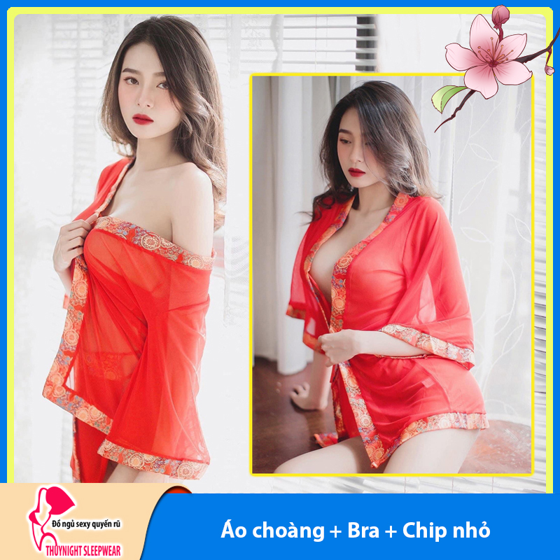 Áo choàng ngủ kèm bra và Chip lọt khe sexy cao cấp Q37 - Set ngủ kèm bra và chip gợi cảm - Set kèm áo choàng bra và chip lọt khe