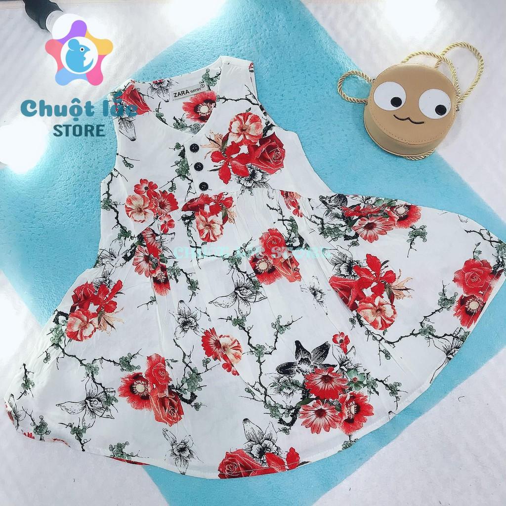 Váy đầm bé gái lanh lụa hoa to cho bé từ 8kg đến 30kg