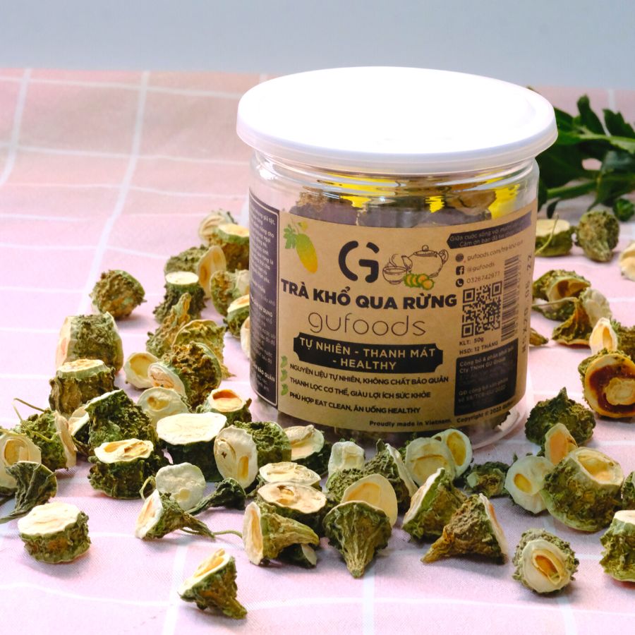 Trà khổ qua rừng (mướp đắng rừng) GUfoods (Vị nguyên chất / Vị Gạo lứt thảo mộc) - Mát gan, Giải nhiệt, Thanh lọc cơ thể, Thư giãn tinh thần, Cải thiện giấc ngủ