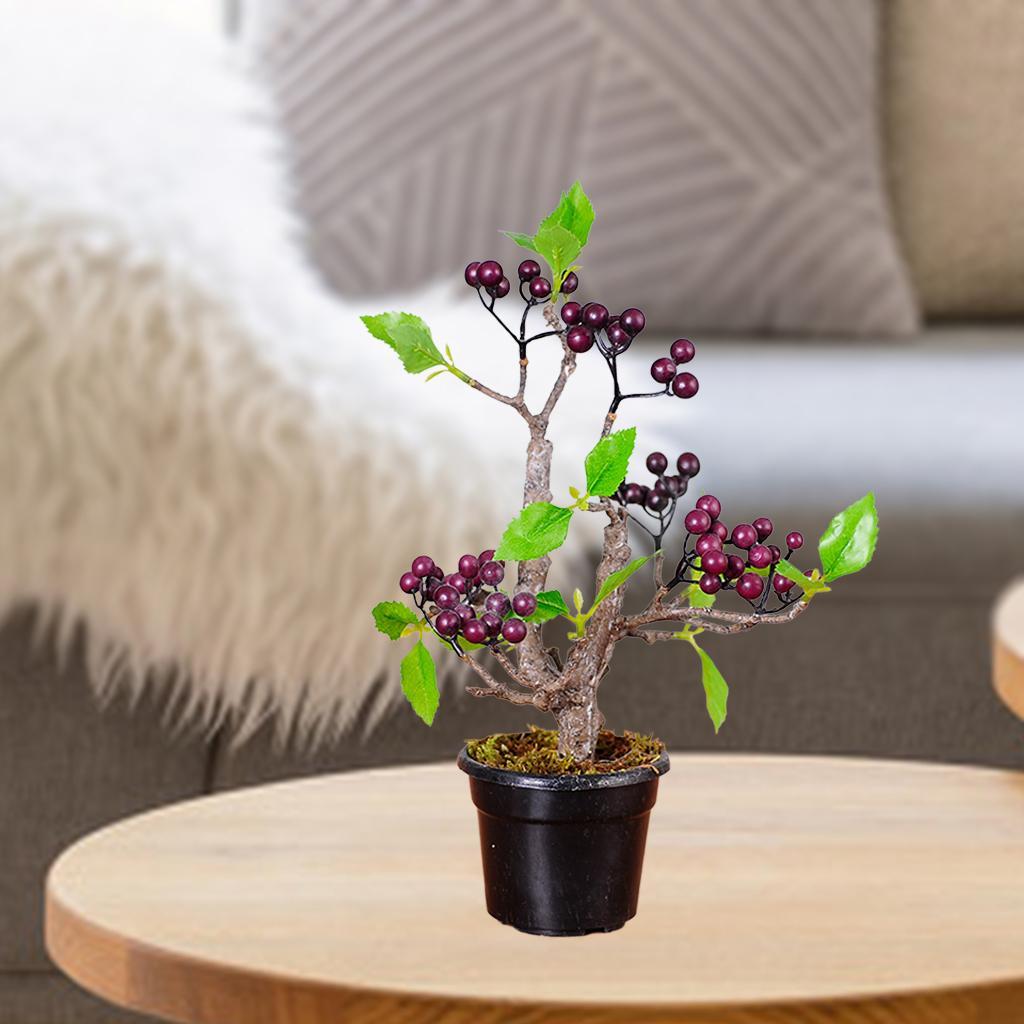 Artificial Fruit Tree Bonsai Green Leaf Realistic Potted Plants Rubber Balls