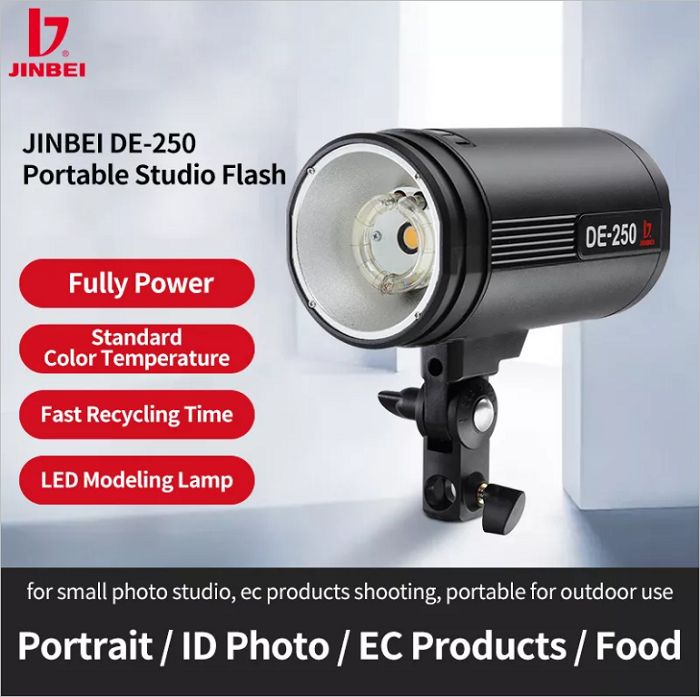 Bộ 2 đèn flash studio Jinbei DE-250 Hàng Chính Hãng