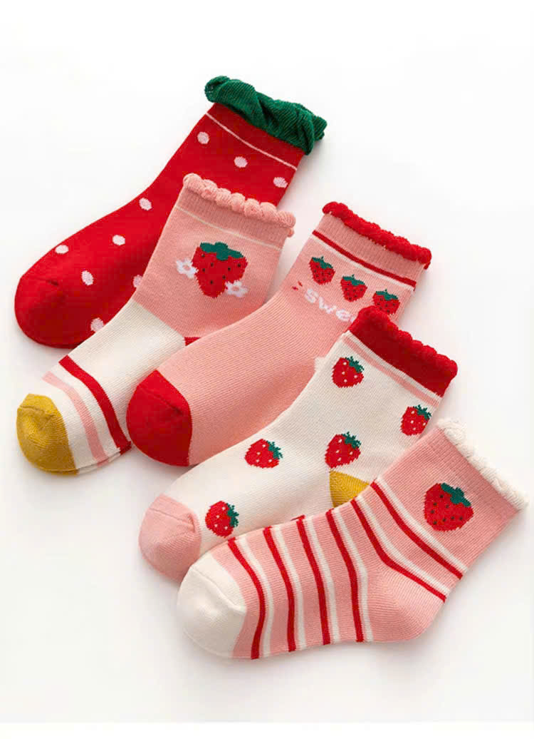 SET 5 ĐÔI TẤT VỚ DÂU TÂY TỪ 0-14 TUỔI SIÊU XINH DỄ THƯƠNG DÀNH CHO BÉ GÁI
