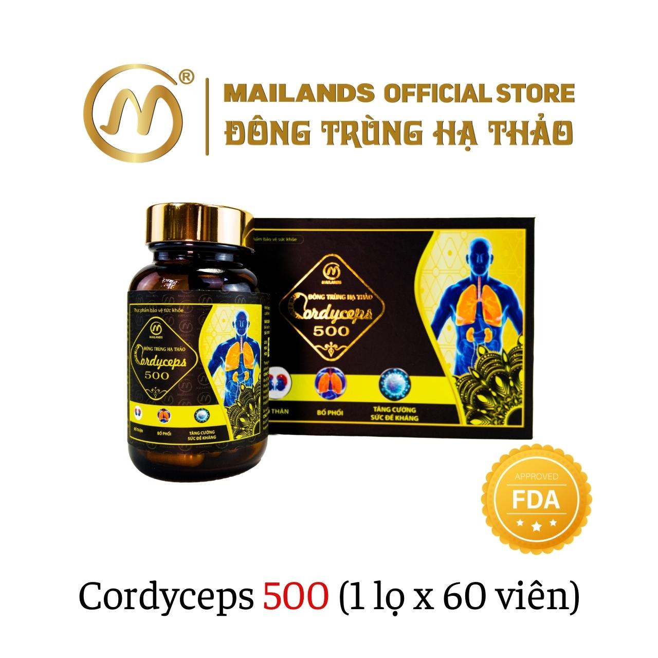 Đông Trùng Hạ Thảo Mailands Cordyceps 500 (60 viên)