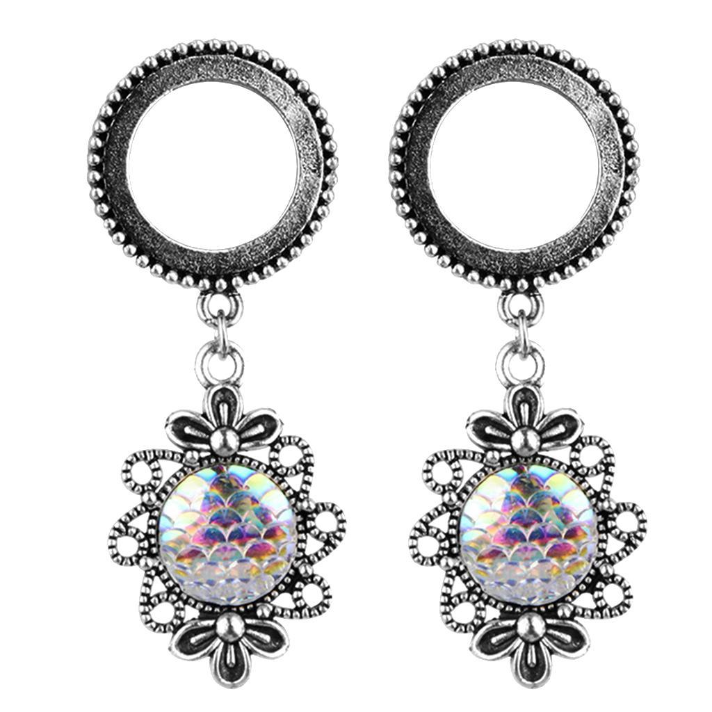 2pcs Stainless Flesh Tunnel Ear Expanders Scales Pendant Ear Accessories