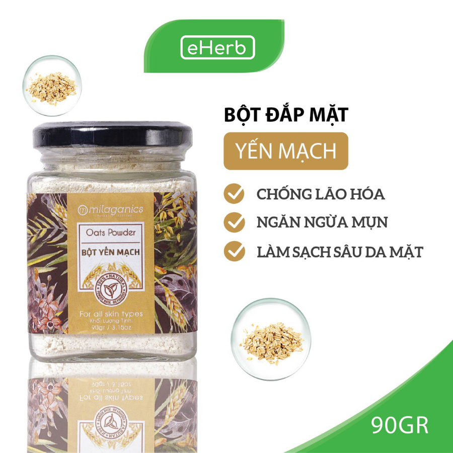 Combo 3 Hũ Bột Trắng Da, Dưỡng Ẩm: Bột Đậu Đỏ, Bột Yến Mạch, Bột Cám Gạo MILAGANICS (100g/ Hũ)