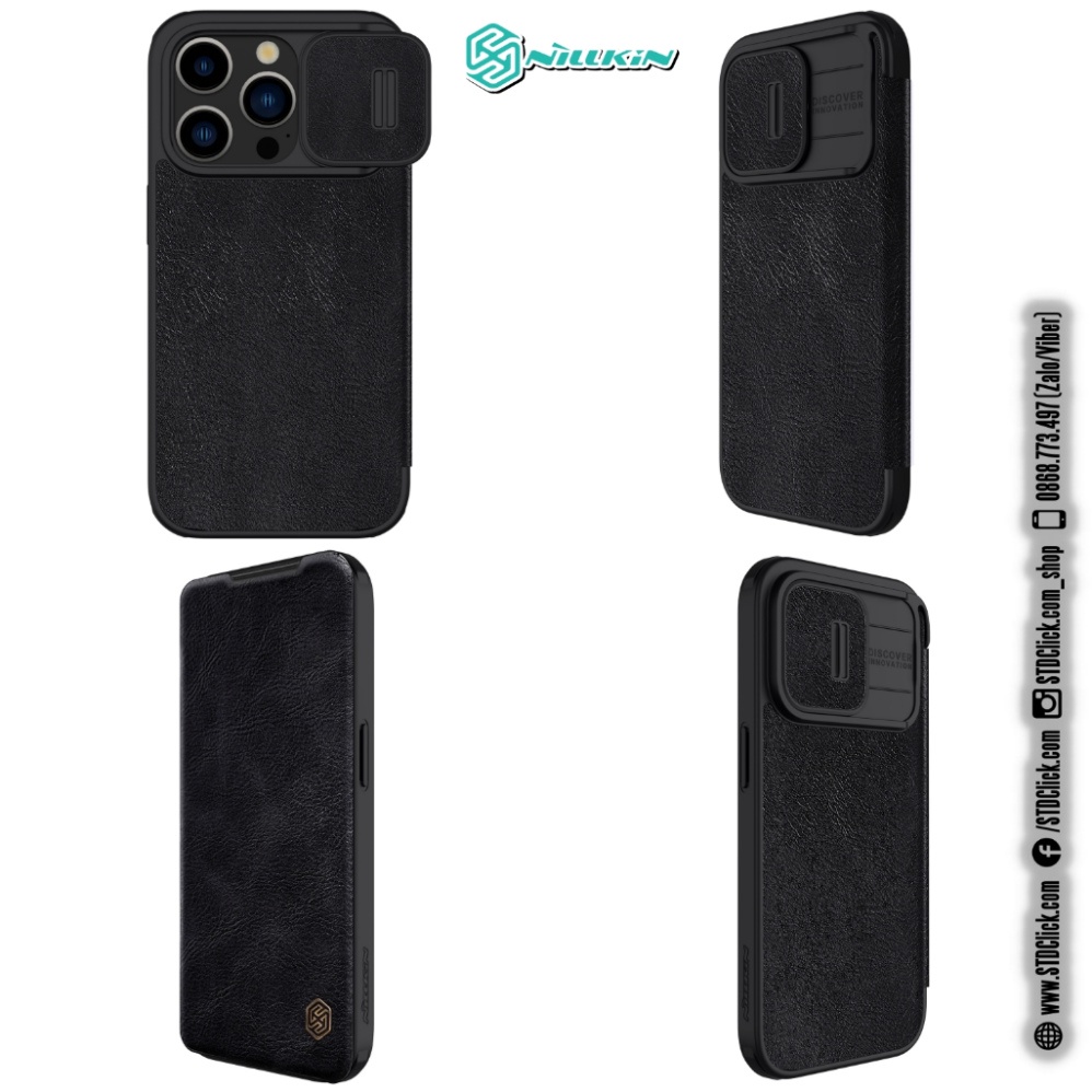 BAO DA DÀNH CHO ĐIỆN THOẠI IPHONE 15 PRO MAX - 15 PRO NILLKIN QIN PRO leather BẢO VỆ CAMERA