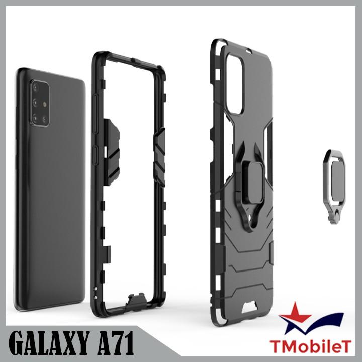 Ốp lưng Dành Cho Điện Thoại Samsung Galaxy A71 chống sốc Iron Man gắn giá đỡ iring hỗ trợ xem video, chống va đập mạnh - Màu Đen