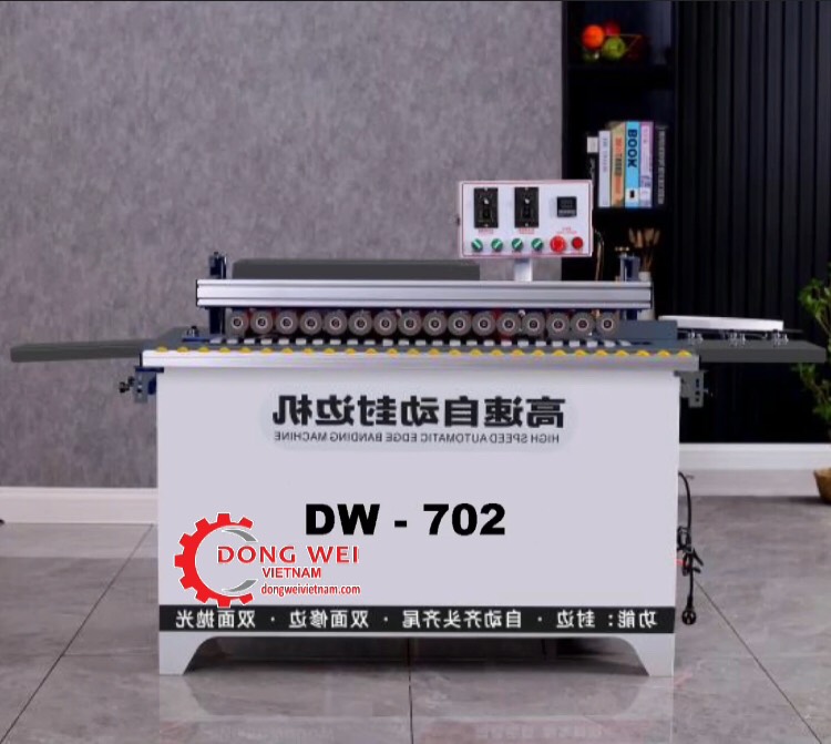 MÁY DÁN CẠNH 5 CHỨC NĂNG DW-702 TỰ ĐỘNG CẮT ĐẦU CUỐI &quot;CẢI TIẾN TAY QUAY NÂNG HẠ BÀN TỲ PHÔI&quot;