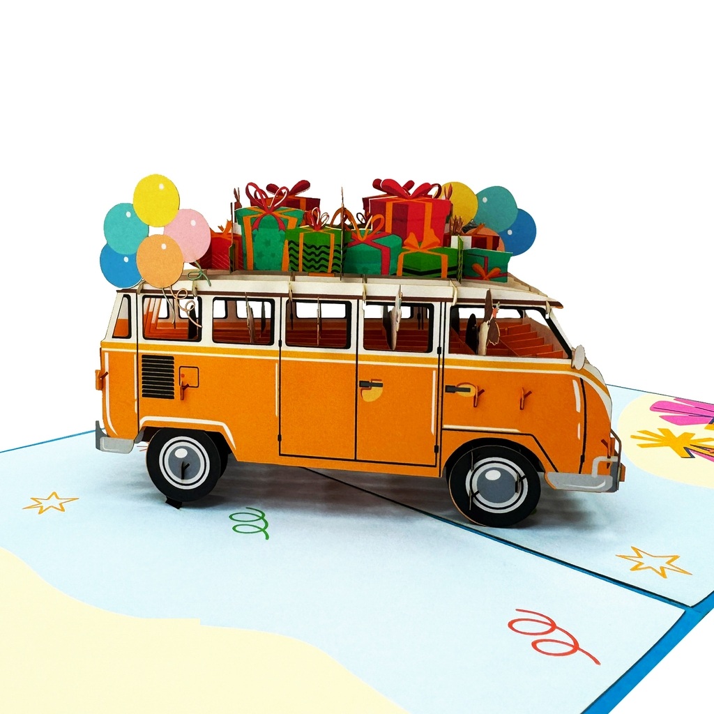 B31 -  Thiệp 3D Xe Buýt Sinh Nhật – Birthday Van – Pop Up Card Viethands Giftshop