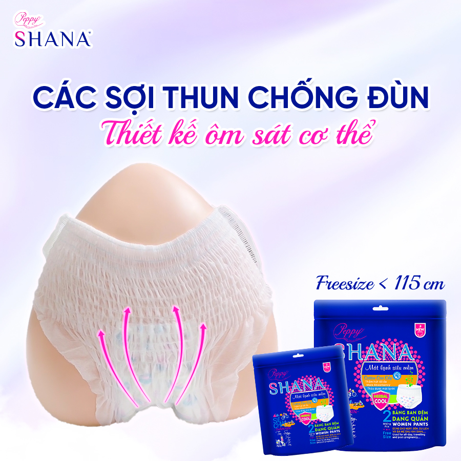 Combo 6 gói Băng Vệ Sinh Quần Peppy Shana Ngày Đêm Siêu Thấm, Freesize, Chống Tràn Tối Đa