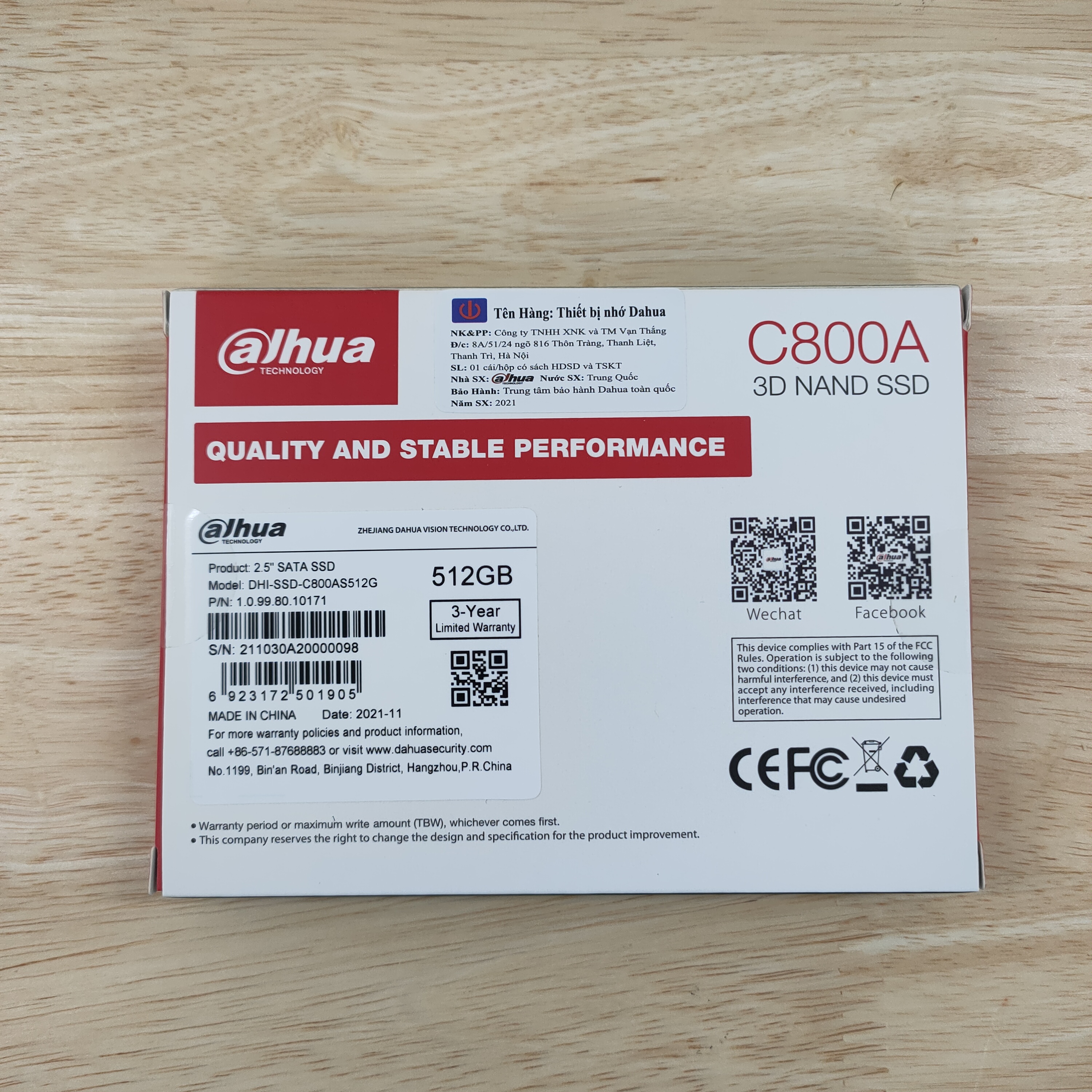 Ổ cứng SSD 2.5 inch DAHUA C800A 512GB SATA 3 - Hàng chính hãng