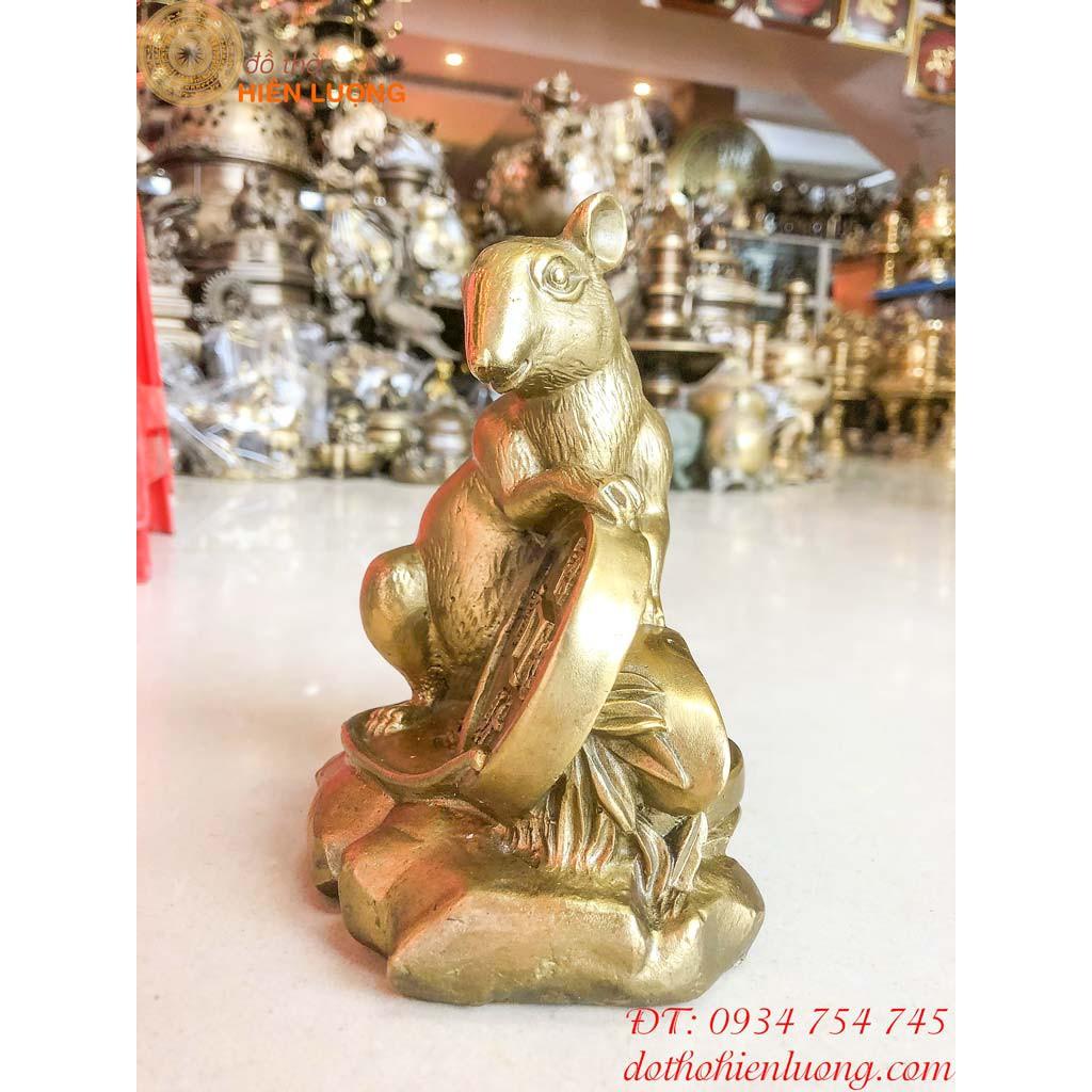 Tượng Linh Vật Phong Thủy Chuột Ôm Đồng Tiền Bằng Đồng - Vật phẩm Phong Thủy