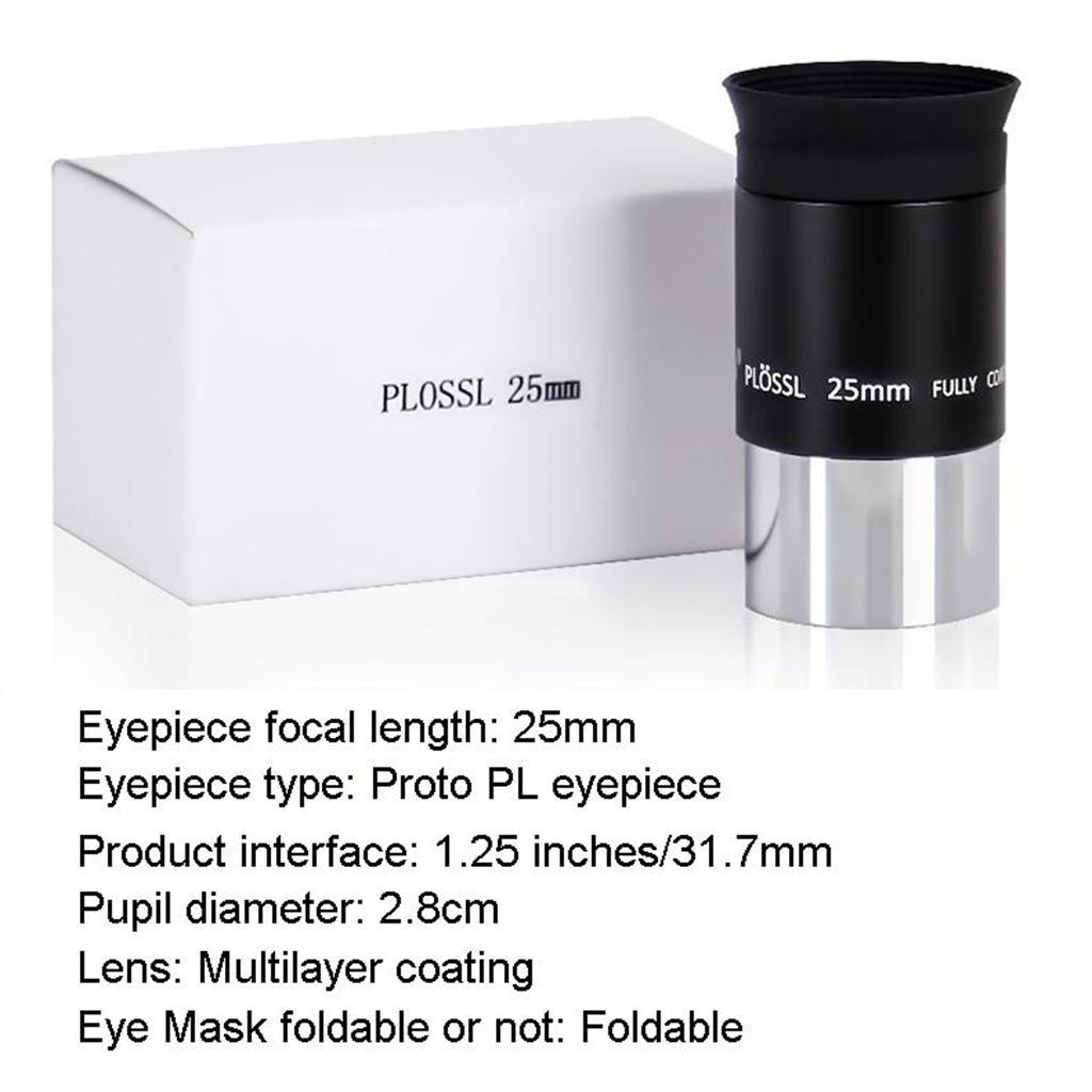1.25 "25mm Ultra Wide Angle Eyepiece for Telescope with Foldable Shovel
