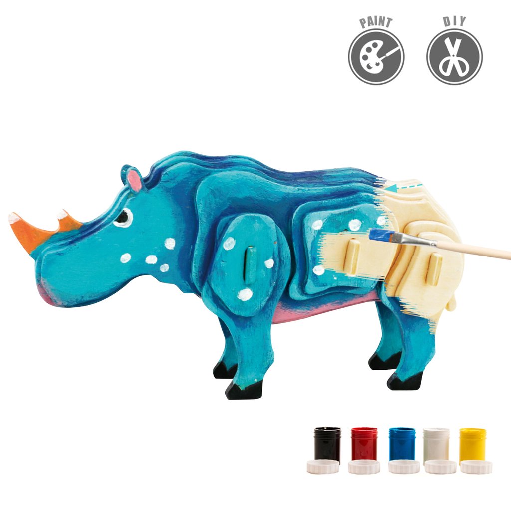 Ghép hình 3D &amp; tô màu Rhinoceros