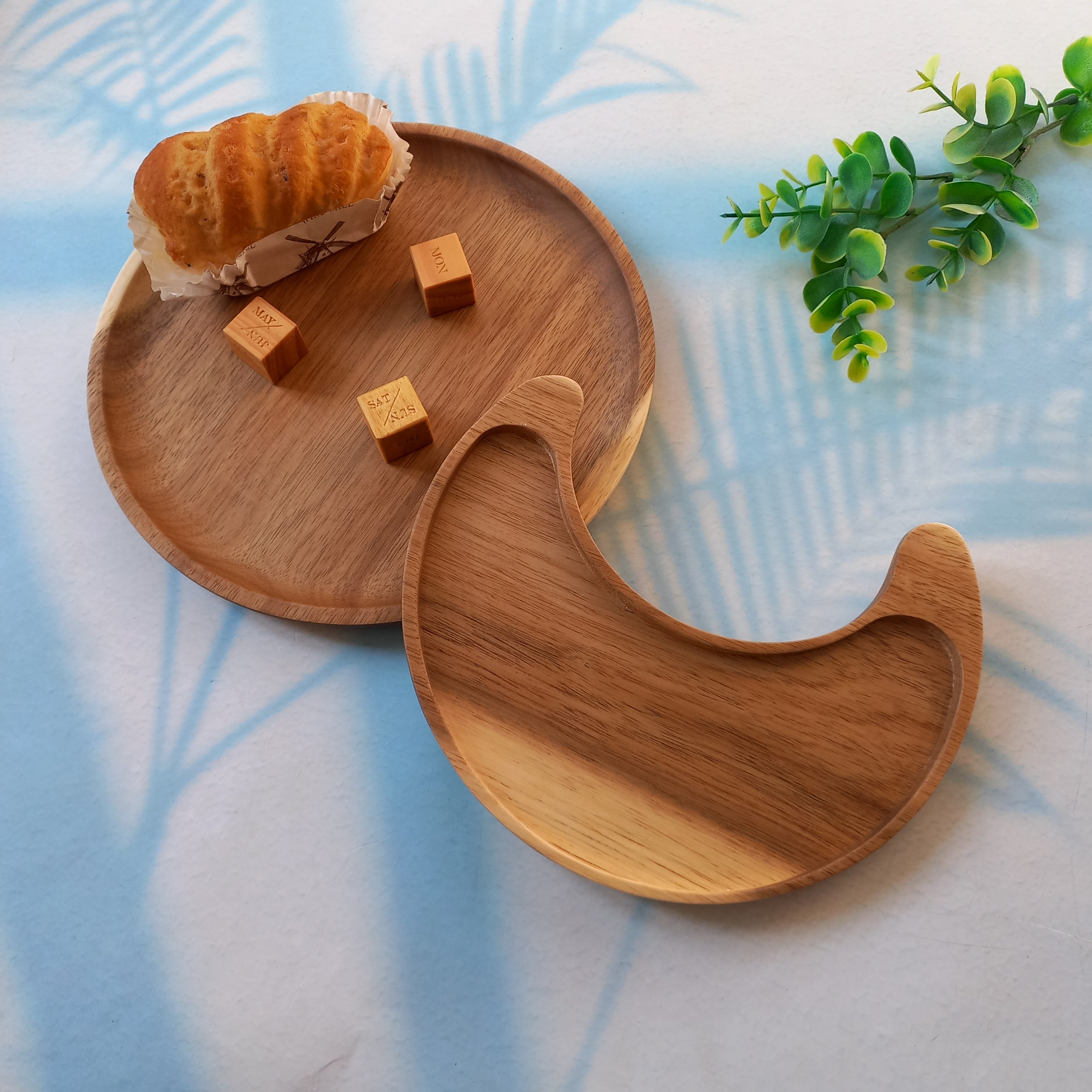Set Đĩa Khay Gỗ Keo Mặt Trời Mặt Trăng Độc Lạ Của Vitrapro, Đĩa Đựng Bánh Kẹo, Hạt, Hoa Qủa Sấy, Decor Đẹp