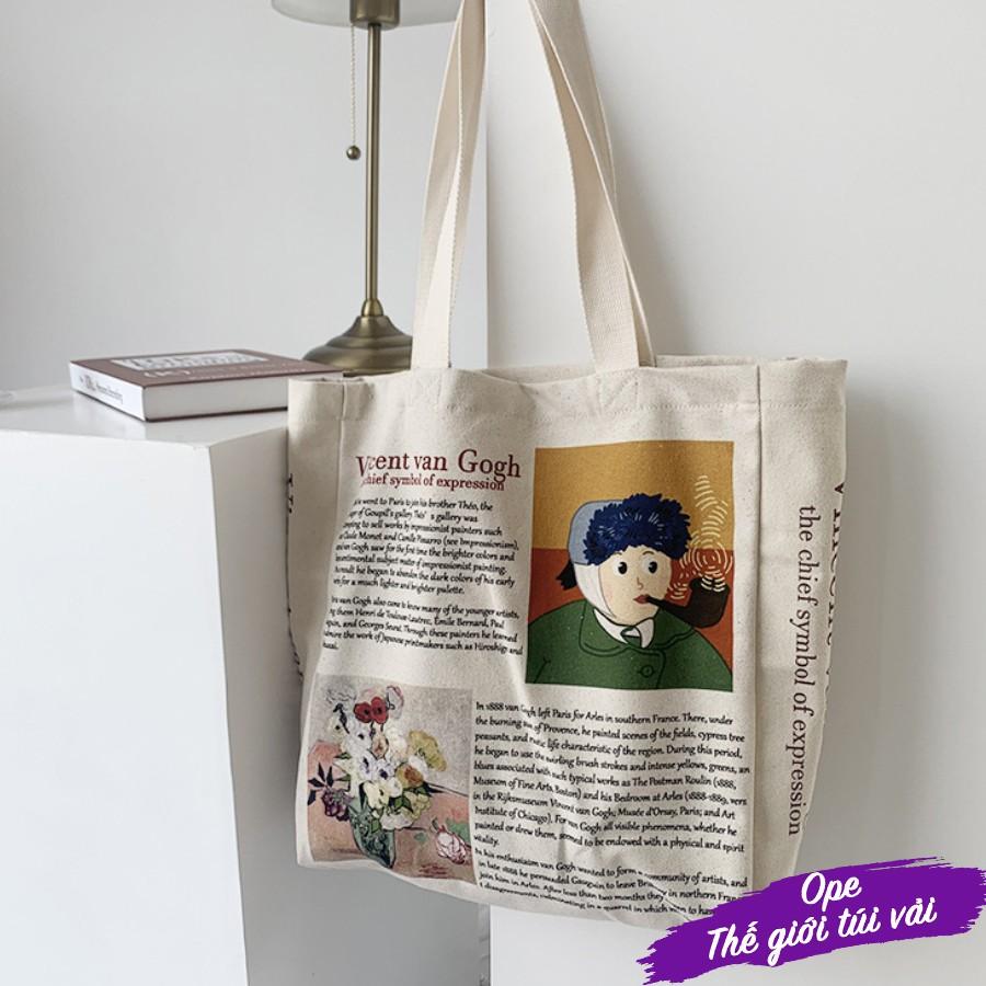 Túi tote vải đựng đồ canvas Hàn Quốc cao cấp có khoá miệng