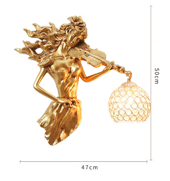 Đèn treo tường treo cầu thang và hành lang hình thiếu nữ chơi violin dùng để chiếu sáng và trang trí không gian ngôi nhà được nhập khẩu Hong Kong