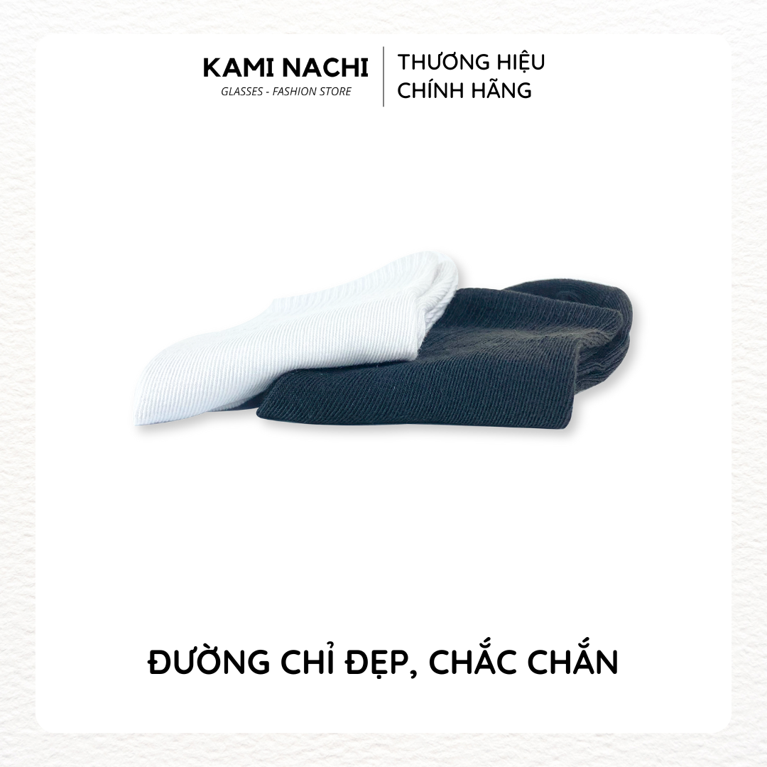 Vớ dài thông hơi, vải mềm thoáng khí trên mắt cá chân, màu trắng đen - Chính hãng KAMI NACHI - 5 đôi đen