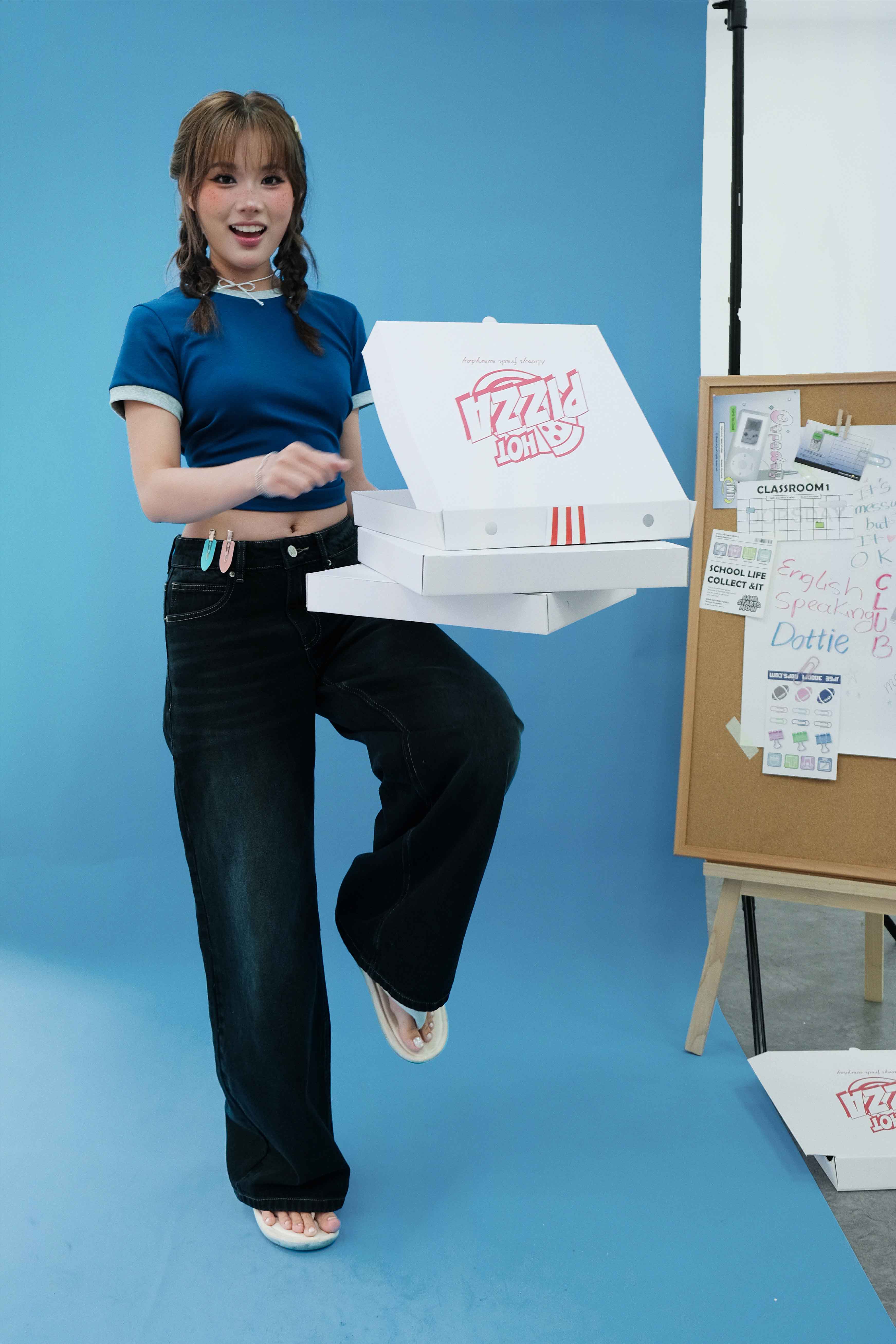 DOTTIE - Quần jeans ống rộng lưng thấp - Đen - Q0405