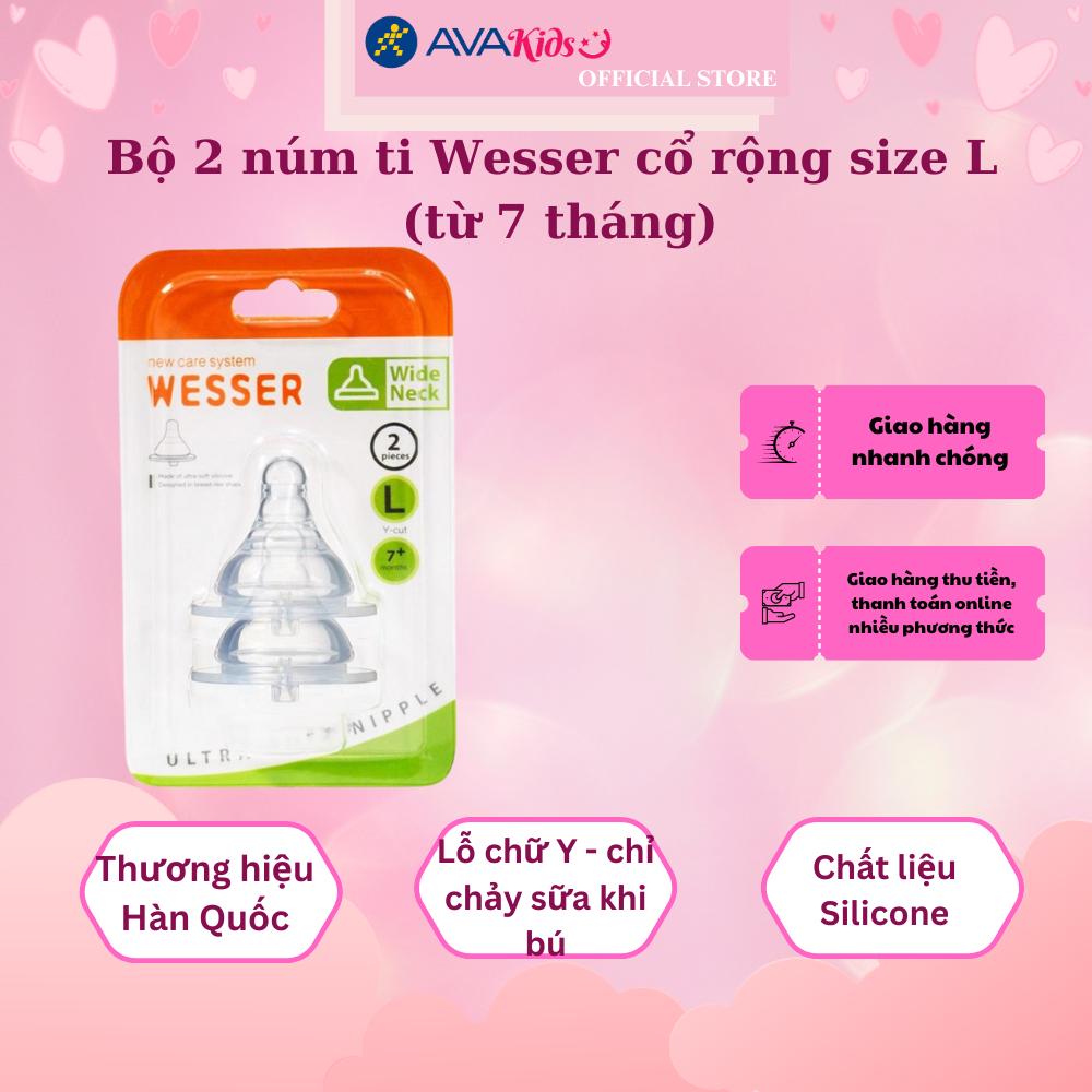 Bộ 2 núm ti Wesser cổ rộng size L (từ 7 tháng)