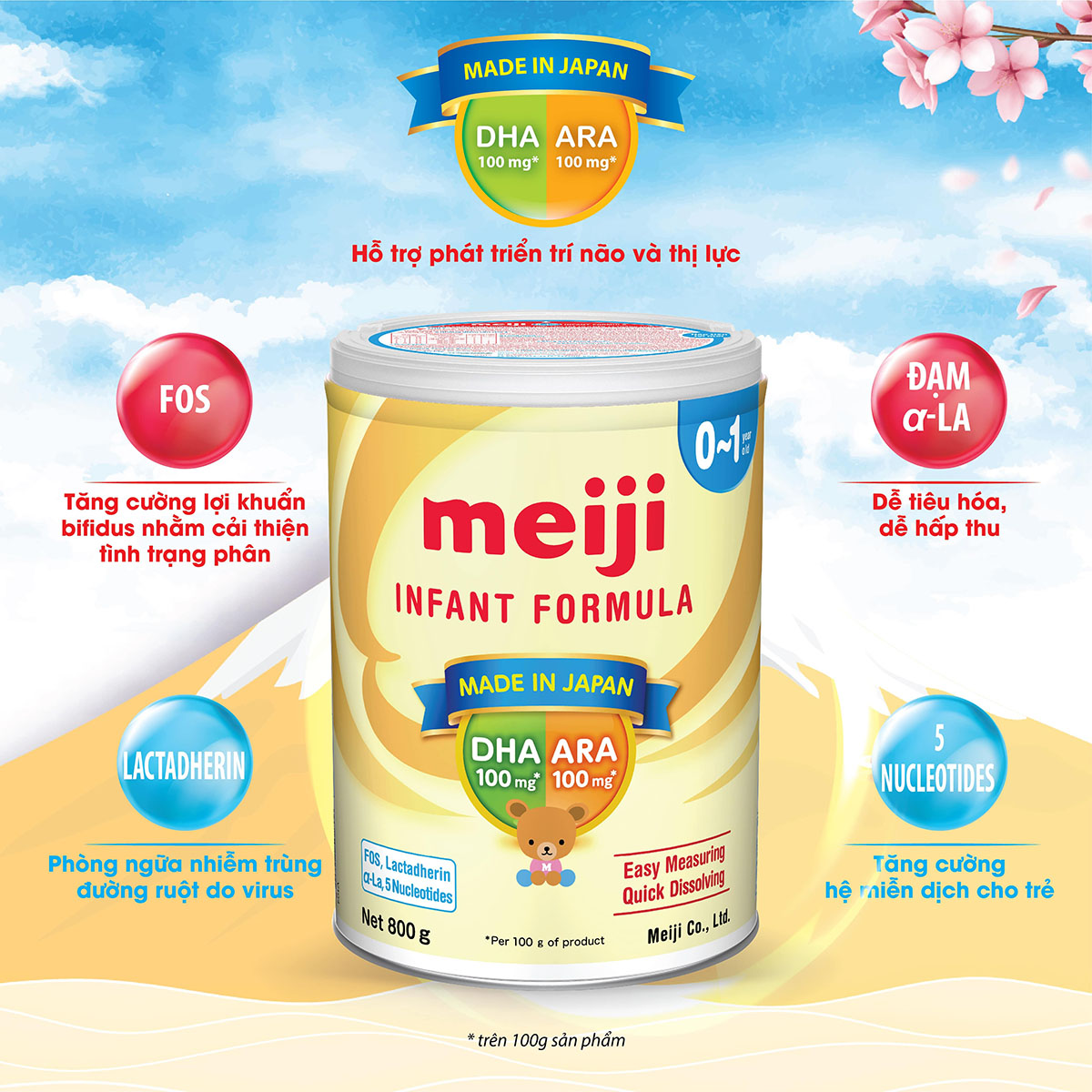 Sản phẩm dinh dưỡng công thức Meiji Infant Formula 800g (Dành cho trẻ từ 0-1 tuổi)