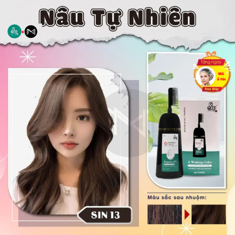 Dâu gội đổi mau tóc Sin Hair phủ màu nâu tự nhiên sang trọng quyến rũ thời thượng