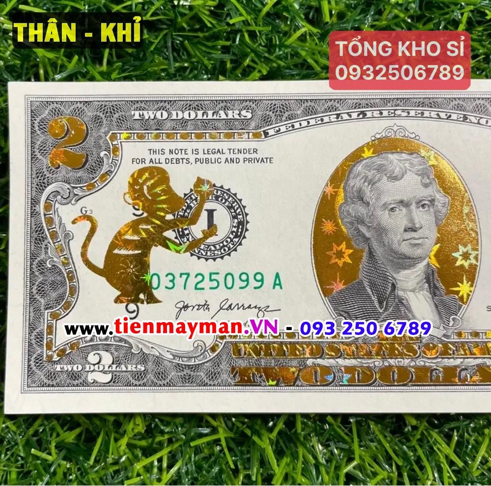CÒN HÀNG] [TUỔI KHỈ] Tờ 2 Đô Mạ Vàng 12 Con Giáp 3D may mắn lì xì ...