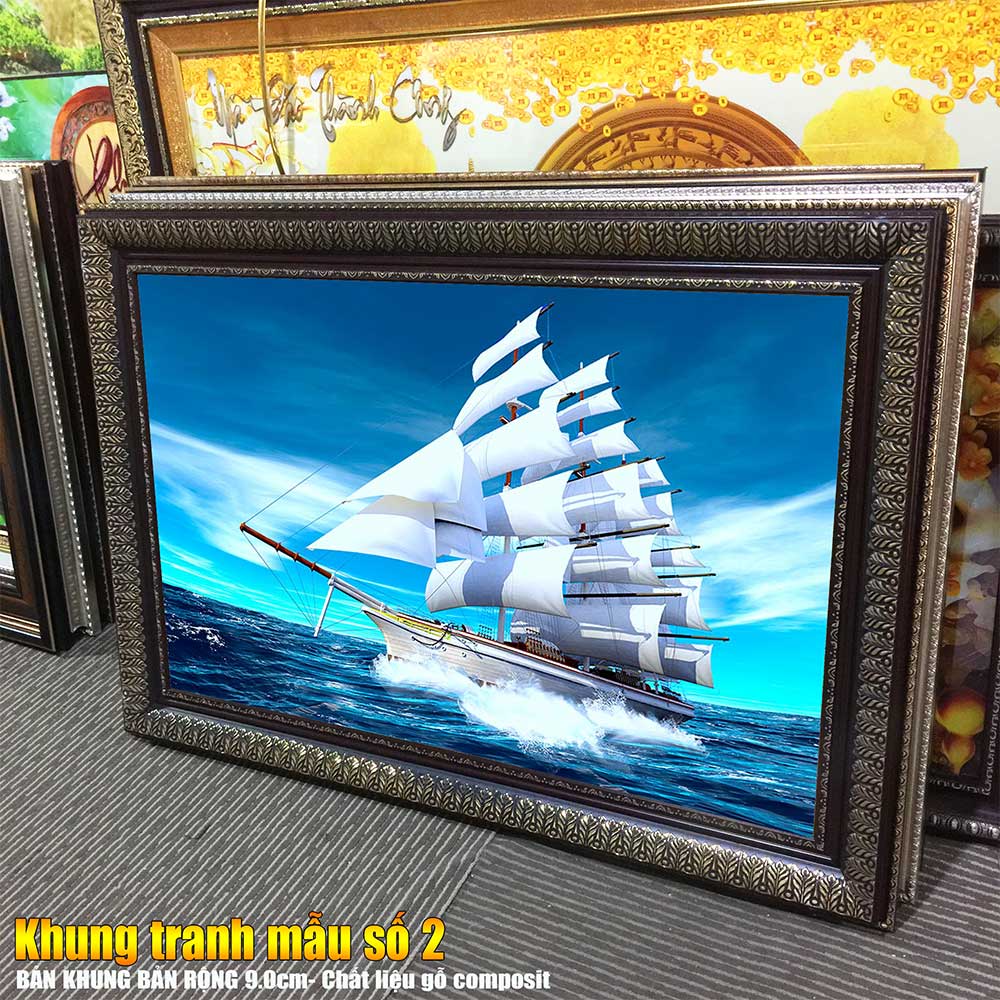 Tranh treo tường phòng khách, phòng ngủ THUẬN BuỒM XUÔI GIÓ chất liệu pvc gương / lụa kim sa. MS:3949L9