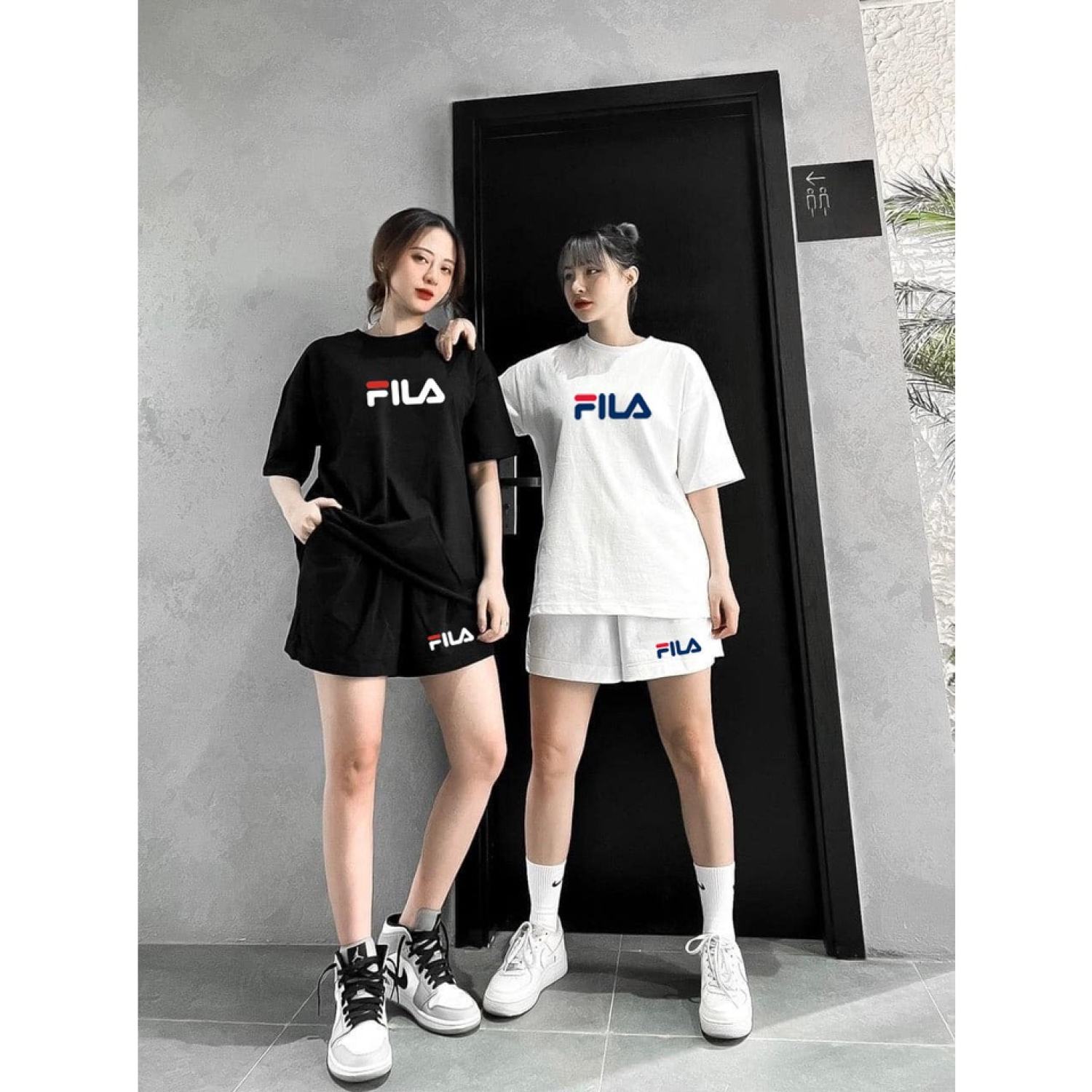 Bộ Quần Áo Thun Nam Nữ Thiết Kế FI.LA Chất Liệu Cottom Cao Cấp Form Rộng Tay Lỡ Phong Cách Trẻ Trung Năng Động Cá Tính Unisex