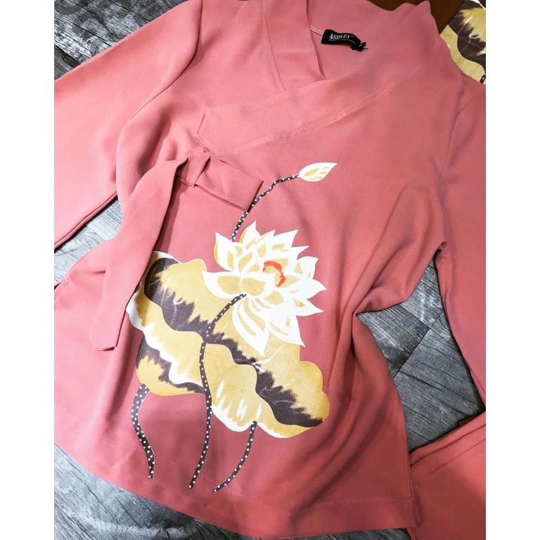 ĐỒ LAM ĐI CHÙA Thêu Sen Tim Nơ