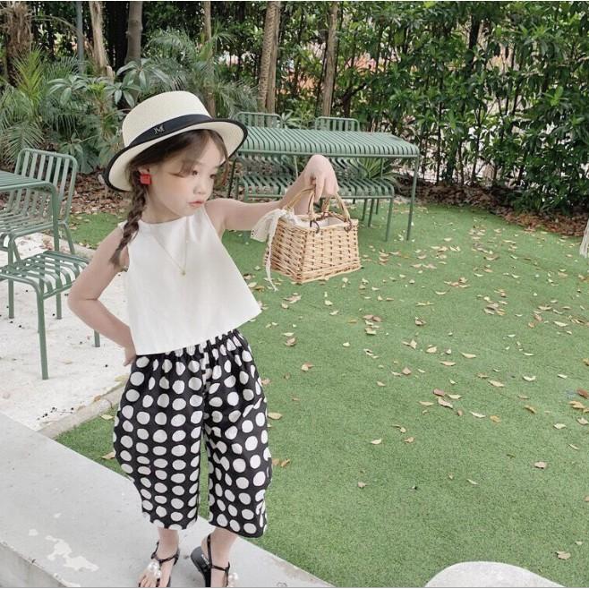 Set croptop chấm bi cho bé S473