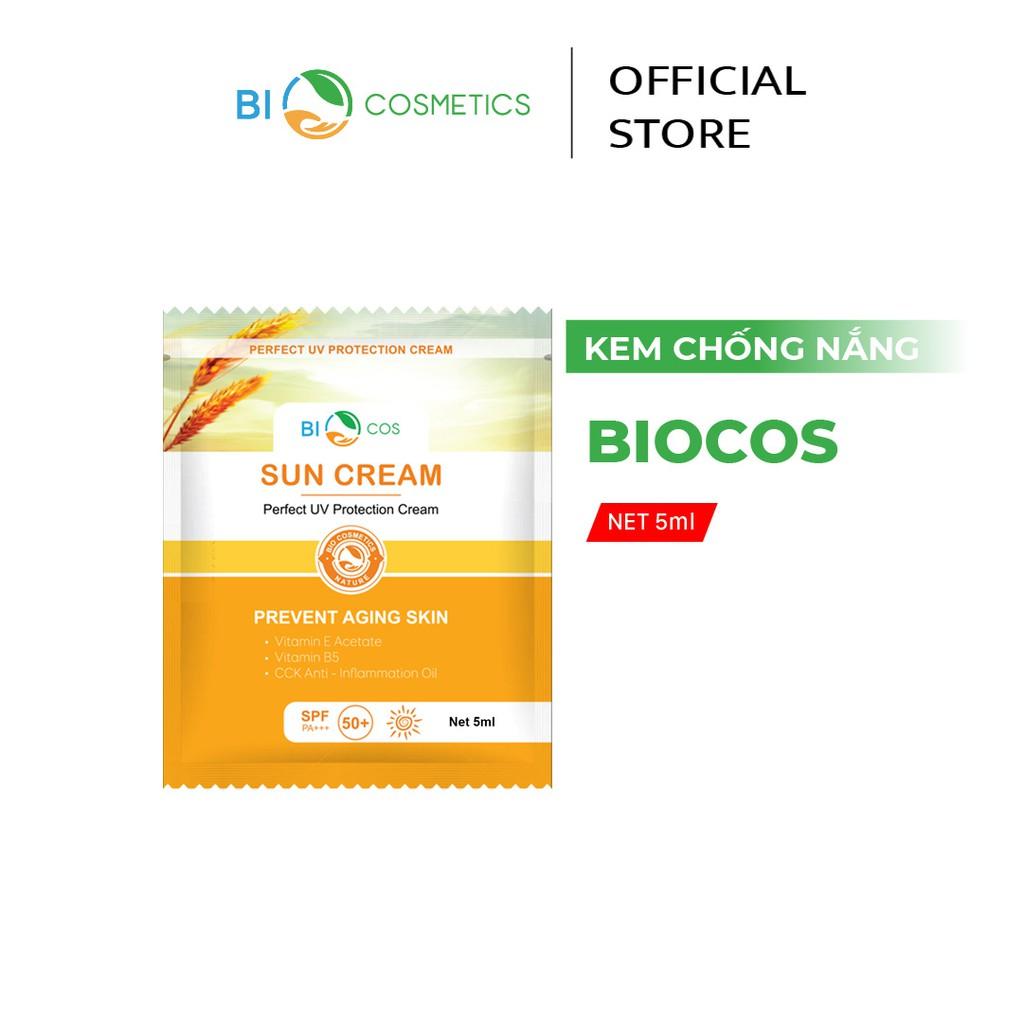 Kem Chống Nắng BIOCOS Sun Cream (Gói 5 ml) - Dưỡng Ẩm, Ngăn Ngừa Lão Hoá