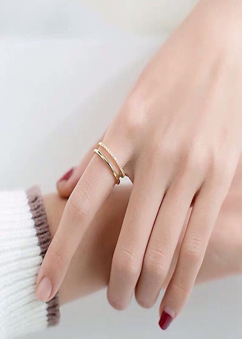 Nhẫn titan đá cubic sang chảnh NK31 màu vàng