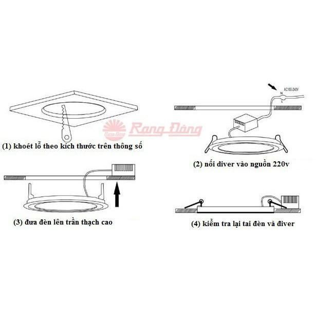 Đèn LED âm trần downlight Rạng Đông khoét trần Viền Bạc, Viền Vàng Dòng AT10L 90/7W - Bạc