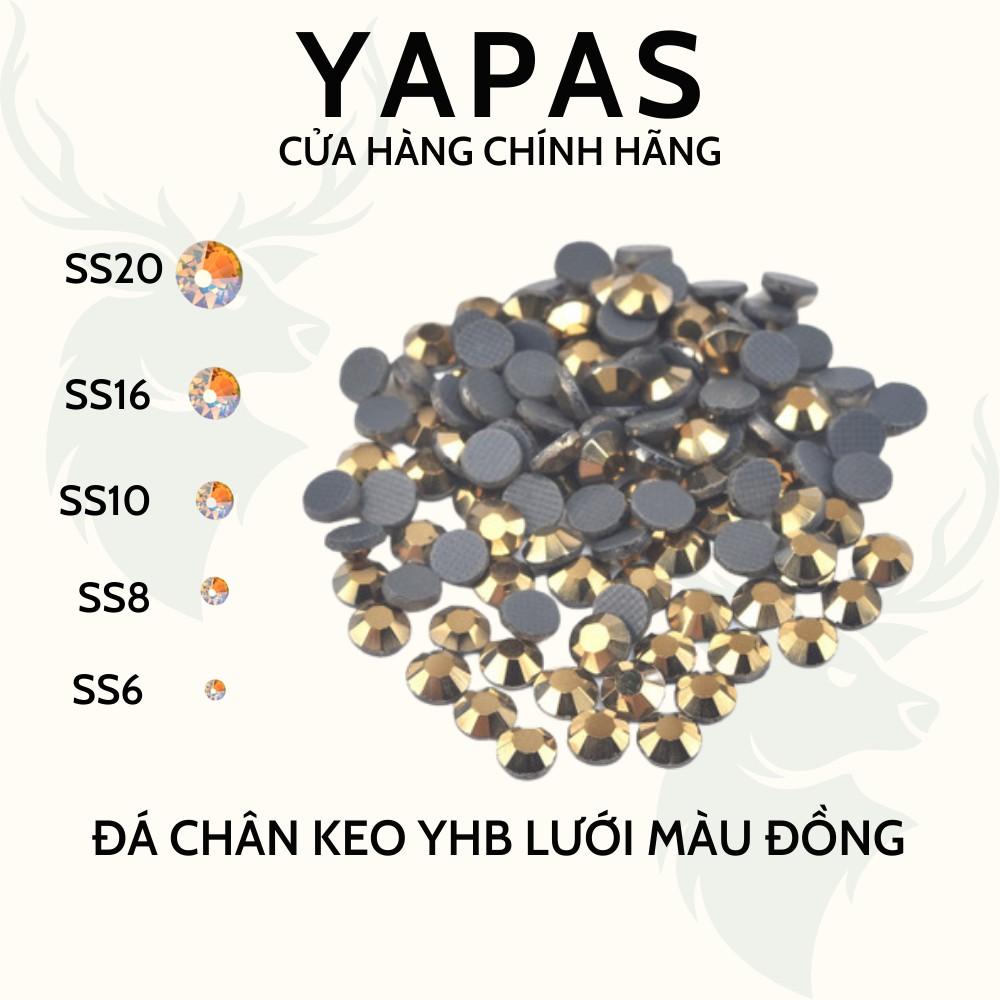 Đá đính móng chân keo YHB lưới siêu sáng màu Vàng Đồng 500 viên size 2mm - 5mm