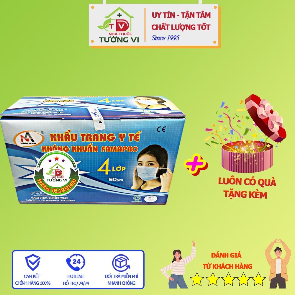 Khẩu trang y tế kháng khuẩn Famapro 4 lớp Nam Anh - Hộp 50 cái