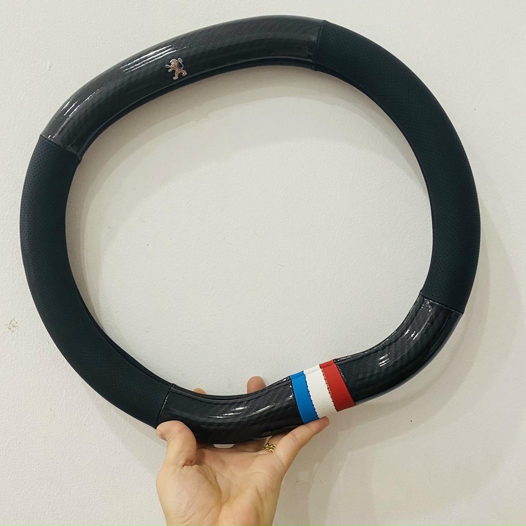 Bọc Vô Lăng Cờ Pháp Xe Peugeot 2008-3008-5008 All New Da Vân Carbon cao cấp