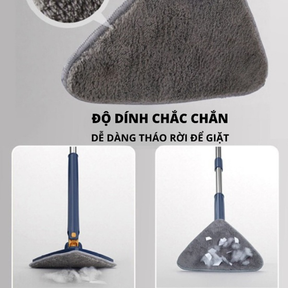 Chổi lau nhà tam giác tự vắt, xoay 360 độ thế hệ mới