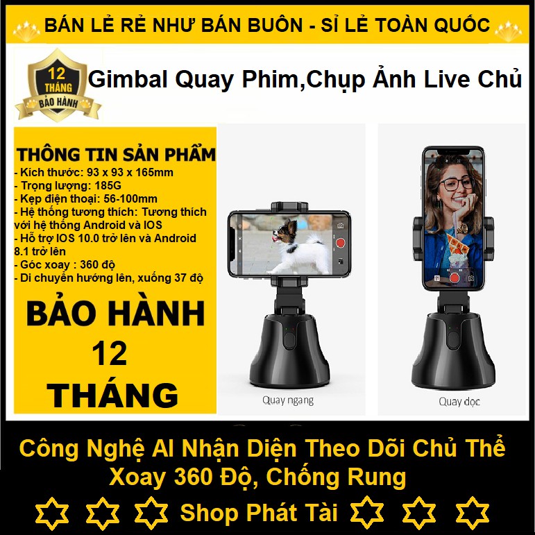 Gimbal Quay Phim, Chụp Ảnh Thông Minh, Giá Đỡ Điện Thoại Thông Minh Xoay 360 độ, Nhận Diện Khuôn Mặt, Theo Dõi Di Chuyển