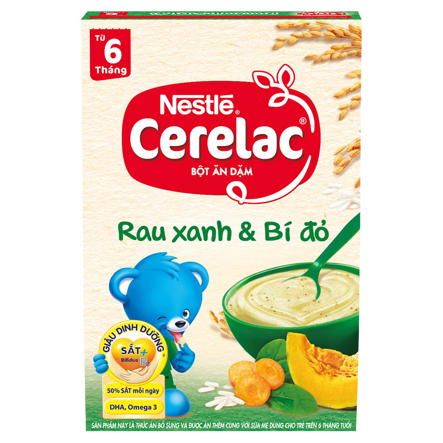 Bột Ăn Dặm Nestlé Cerelac - Rau Xanh Và Bí Đỏ (200g)