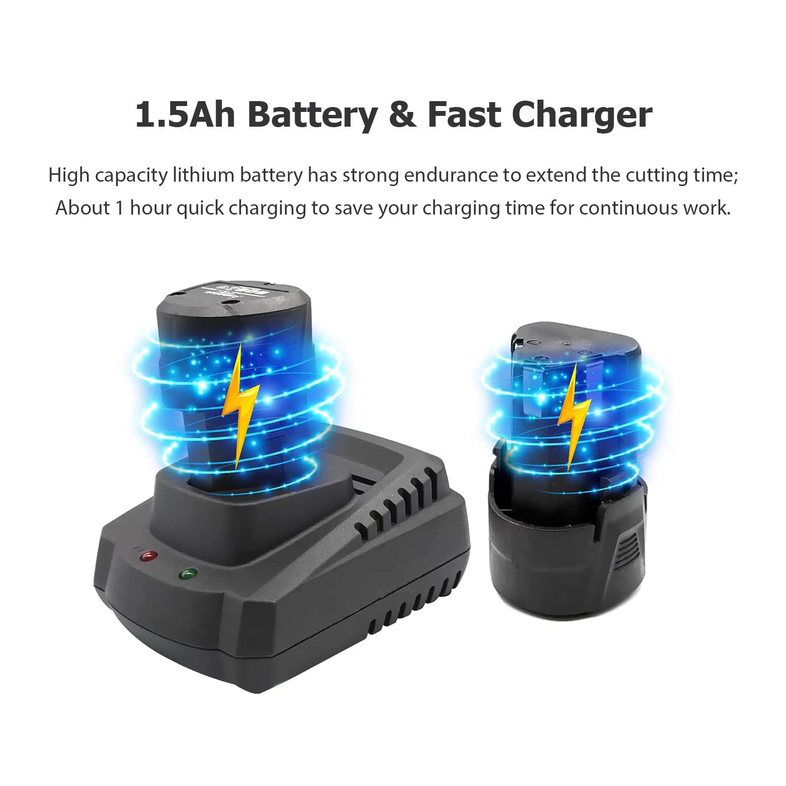 12V Cordless Reciprocating Saw 2500RPM Handheld Electric Saw with 1.5Ah Battery Fast Charger Wood Cutting Saw Blade Branches Sawing Woodworking Power Tool