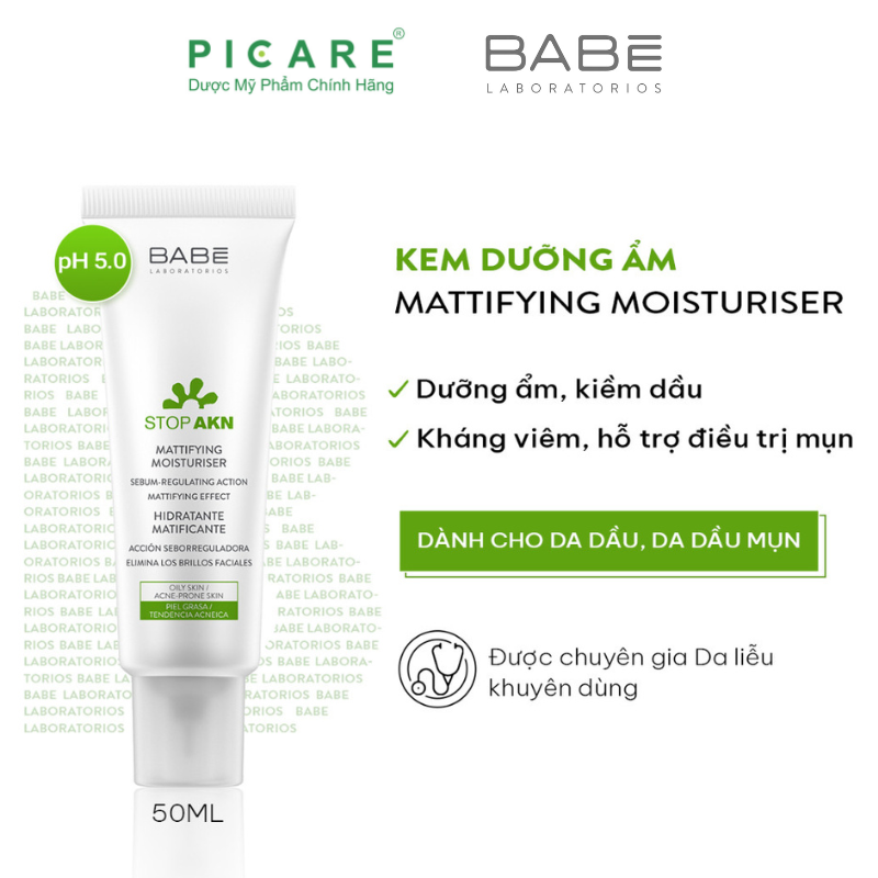 Kem Dưỡng Babé Stop Akn Mattifying Moisturiser 50ml Cho Da Dầu Mụn