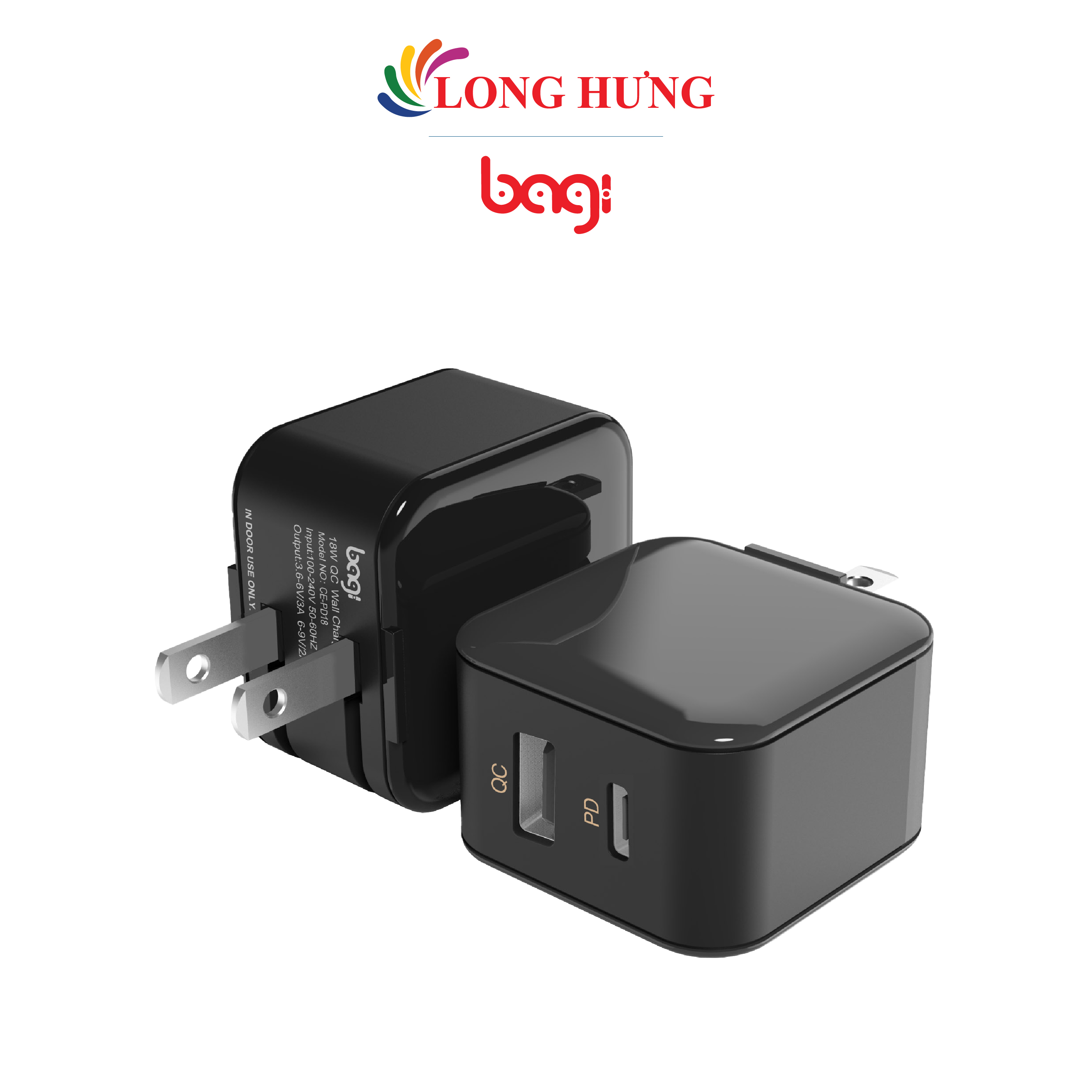 Cốc sạc Bagi 1USB 1Type-C 18W CE-PD18 - Hàng chính hãng