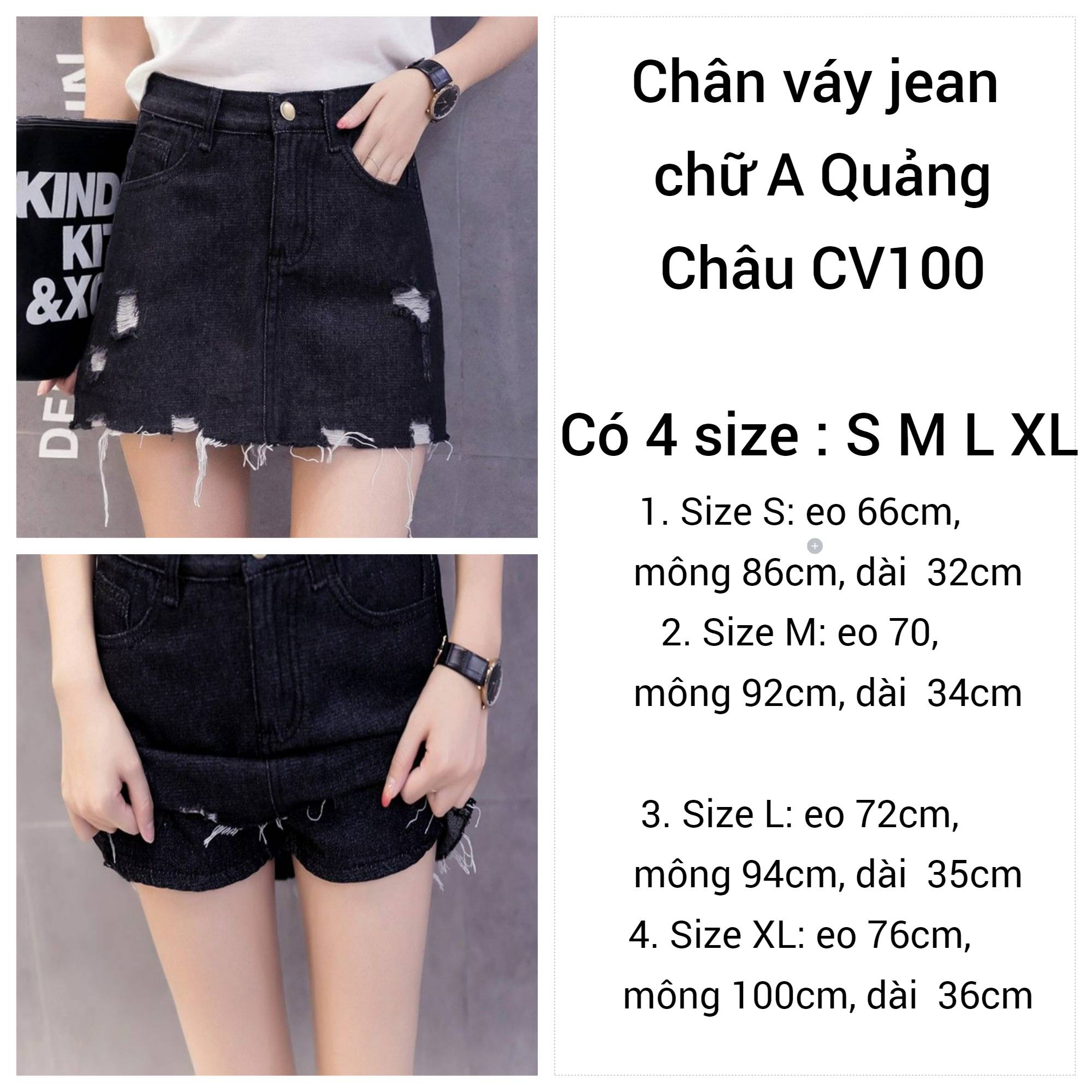 Chân váy jean chữ A ngắn Quảng Châu nữ CV100