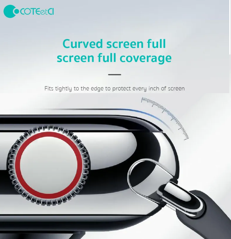 Miếng dán màn hình full 4D ppf silicon dành cho Apple Watch 45mm series 7 hiệu COTEETCI Pet Soft (vát cạnh 2.5D, chống trầy, hạn chế bám vân tay, độ trong tuyệt đối) - hàng nhập khẩu