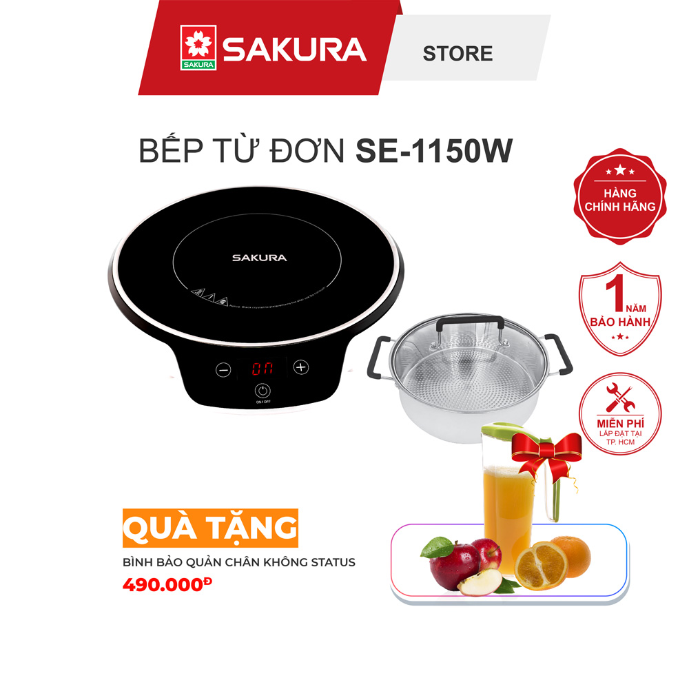 Bếp Từ Đơn Sakura SE1150W tặng kèm Nồi Lẩu - Hàng Chính Hãng