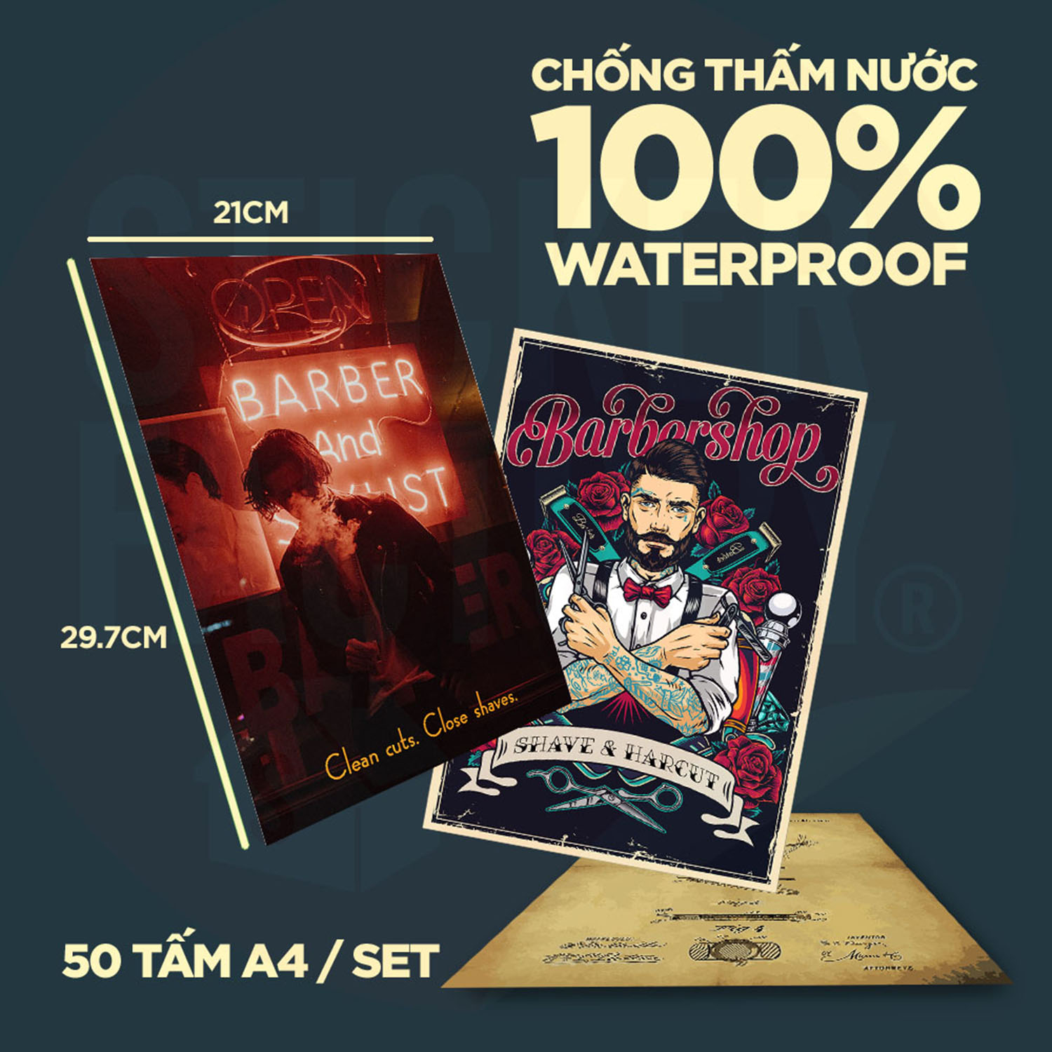 BARBER - Set 50 Poster A4 dán tường trang trí decor quán nhà cửa - STICKER FACTORY
