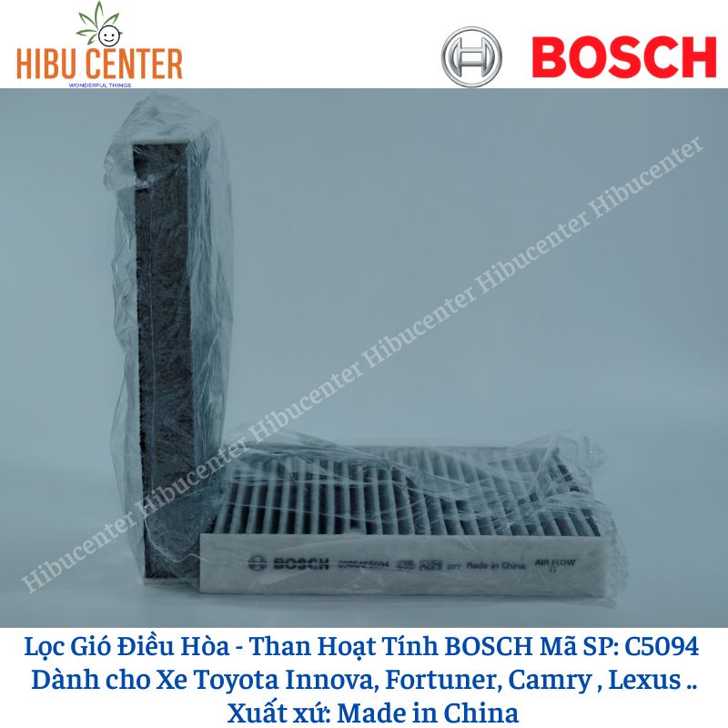 Lọc Gió Điều Hòa - Có Than Hoạt Tính BOSCH Ariesto Plus C5094 Dành cho Xe Toyota Innova, Fortuner, Camry, Vios.. - Lexus ..
